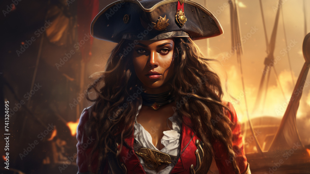 Fototapeta premium A black woman as pirate