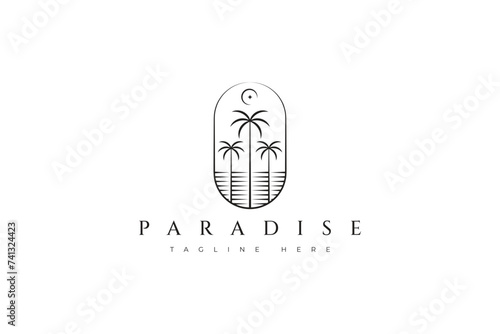 Coastal Palm Beach Contemporary Island Paradise Concept Logo Badge