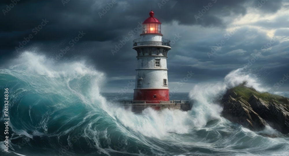 Surviving the Storm: Powerful Lighthouse Faces the Wrath of Heavy Rain and Violent Waves