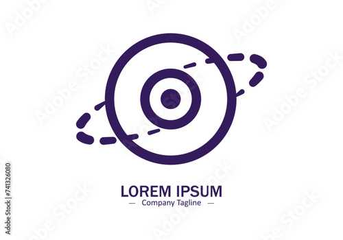 Galaxy planet logo icon symbol for astronomy logo design silhouette on white background