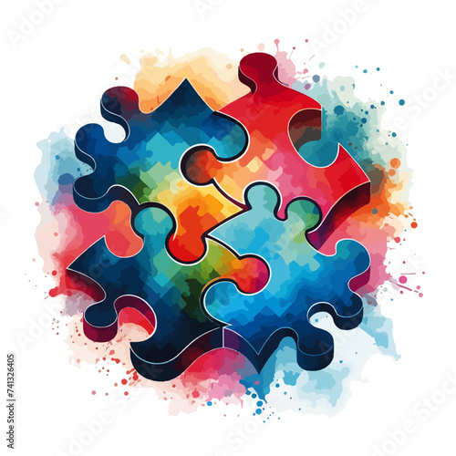 Interlocking puzzle pieces in a colorful, abstract design. vector on white background