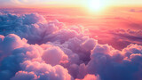 雲の上の雄大な夕日