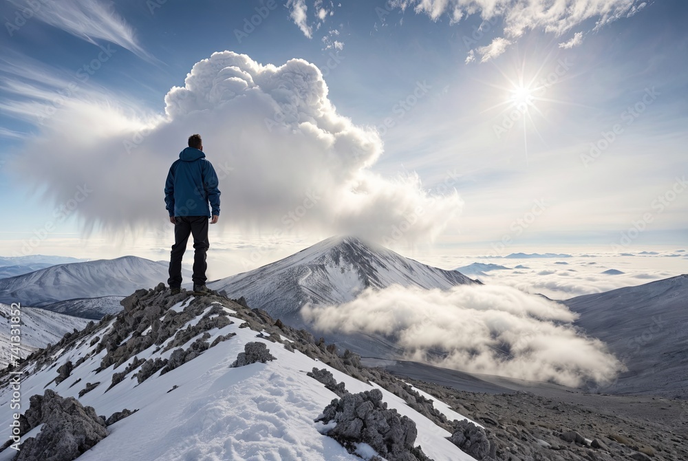 Contemplating Greatness: Man on the Summit Contemplating Greatness: Man on the Summit