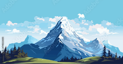 Himalayas vector flat minimalistic isolated vector style illustration