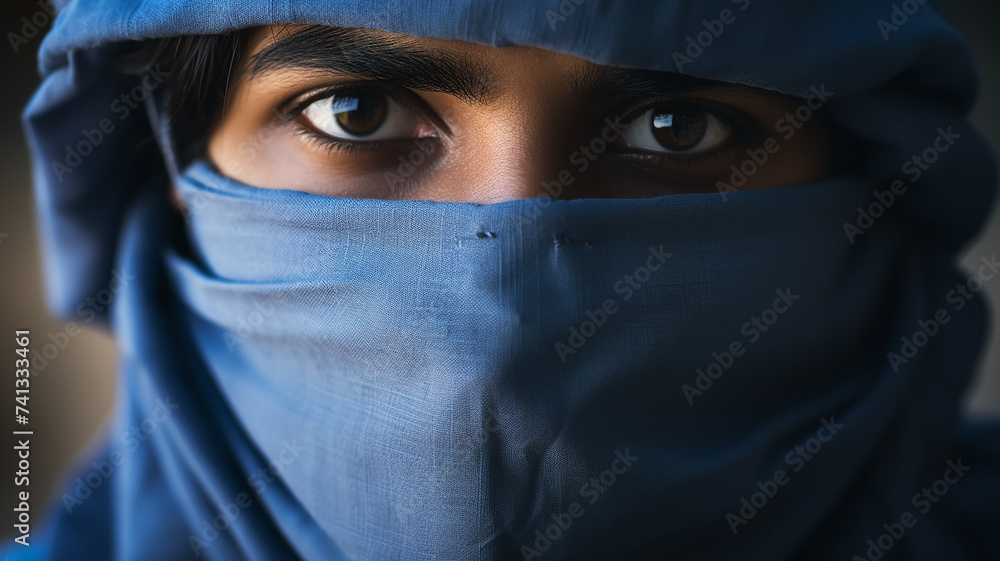 women's eyes religious portrait Arabic Islamic style closed face, abstract fictional character women's eyes religious portrait Arabic Islamic style closed face, abstract fictional character