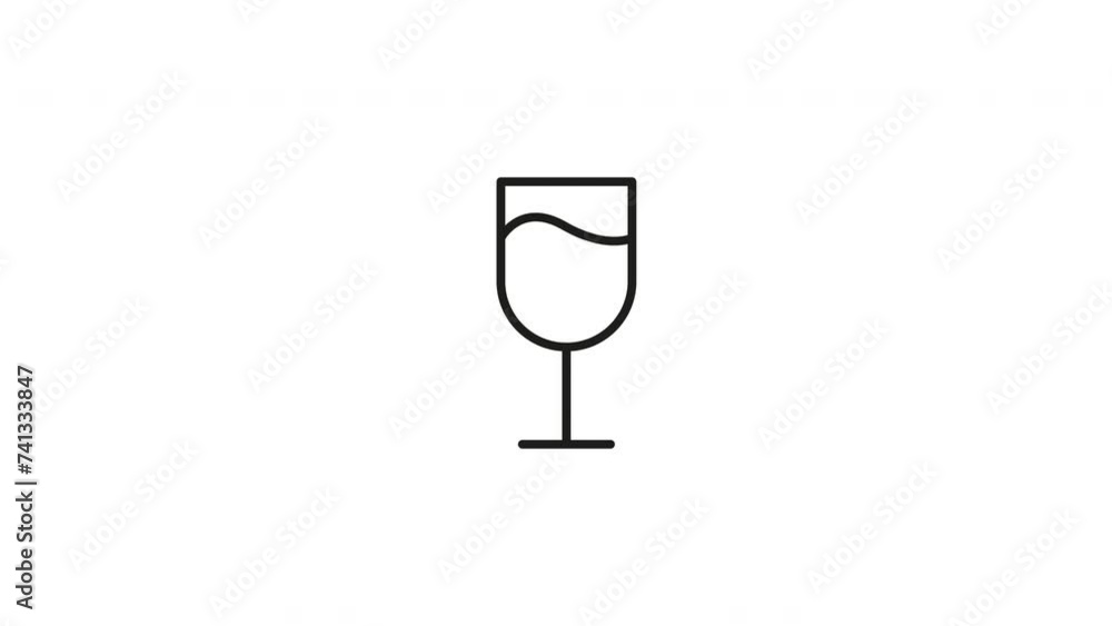wine glass line Icon Animation.4K motion animation. wine glass line Icon Animation.4K motion animation.