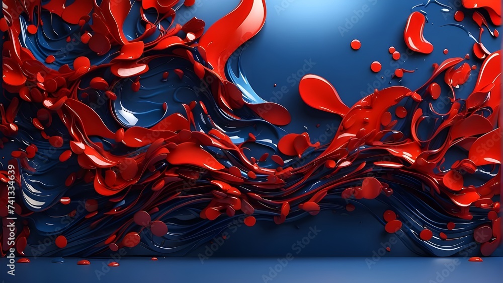 A stunning example of high resulation acrylic in watery blue, black, and red colors. Ink blot. Abstract background, Abstract colorful background, Fluid art, wallpaper,