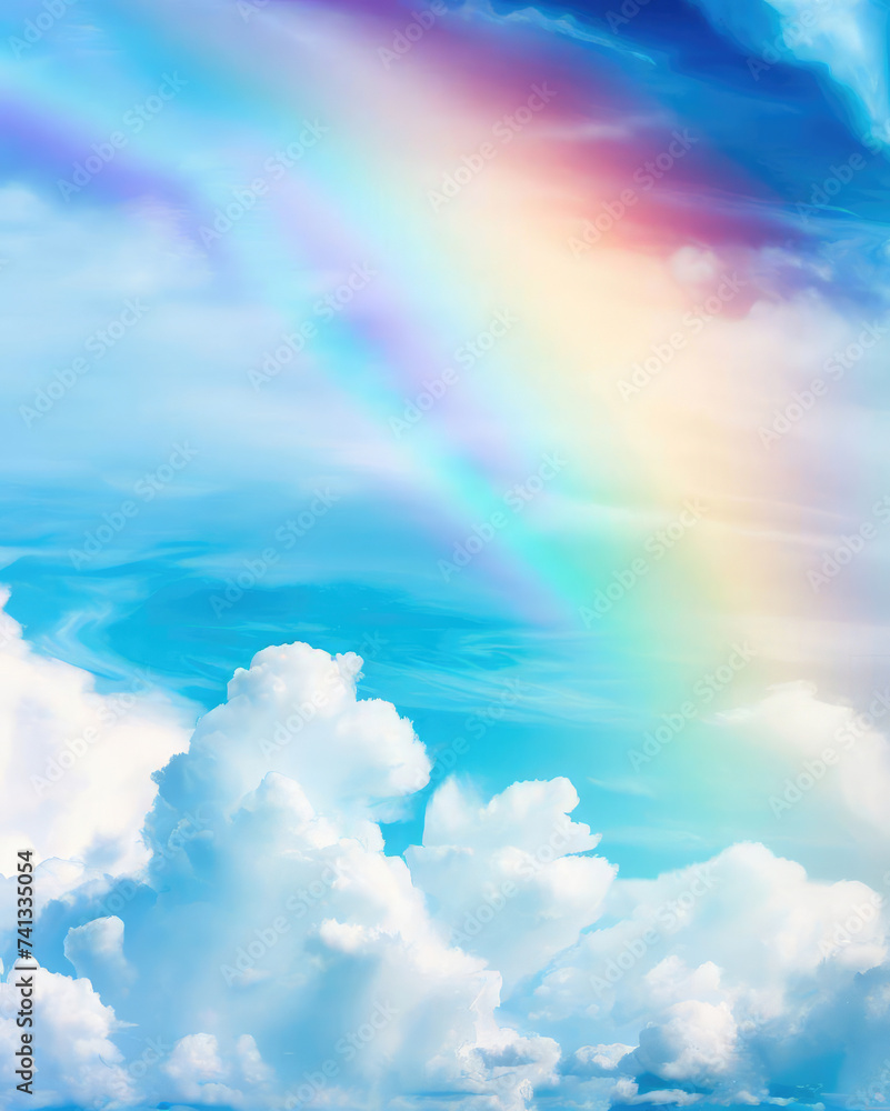 Cloudscape rainbow of natural sky with blue sky and white clouds Cloudscape rainbow of natural sky with blue sky and white clouds