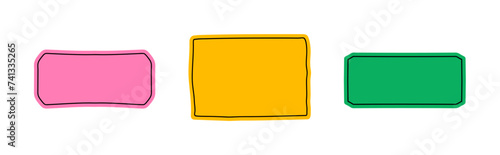 Hand-drawn doodle frames. Set of the vector text boxes isolated on a transparent background. Quote frames, doodle design elements, and geometric shapes.