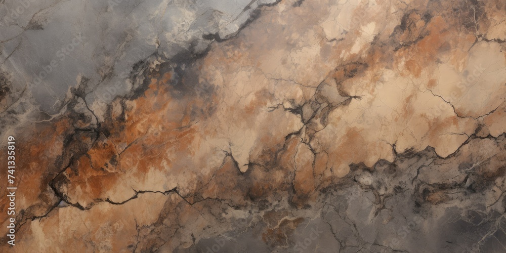 Rugged brown stone wall with aged, textured surface and hints of grungy paint Rugged brown stone wall with aged, textured surface and hints of grungy paint