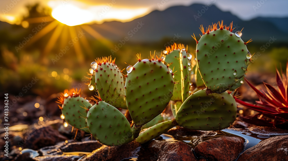 Arizona Sunrise: Landscape Photography of Cactus Awash with Morning Dew in the Desert Arizona Sunrise: Landscape Photography of Cactus Awash with Morning Dew in the Desert