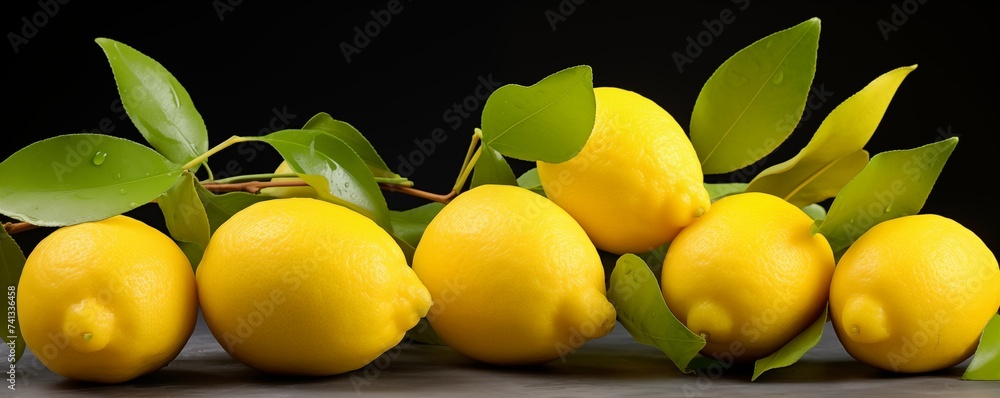 yellow lemons on a black background