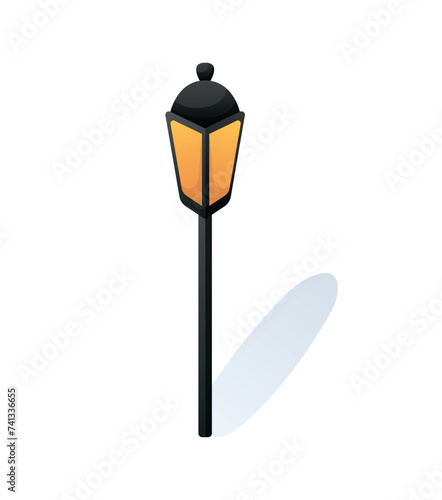 Winter city element of colorful set. This artwork portrays a picturesque snowy lantern in a lively cartoon design, blending the magic of winter with charming illustration. Vector illustration.