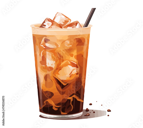 Iced coffee isolated vector style with transparent background illustration