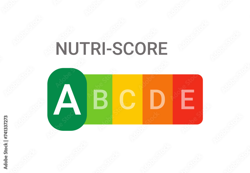 nutri-score A - food nutrition label, symbol of healthy eating