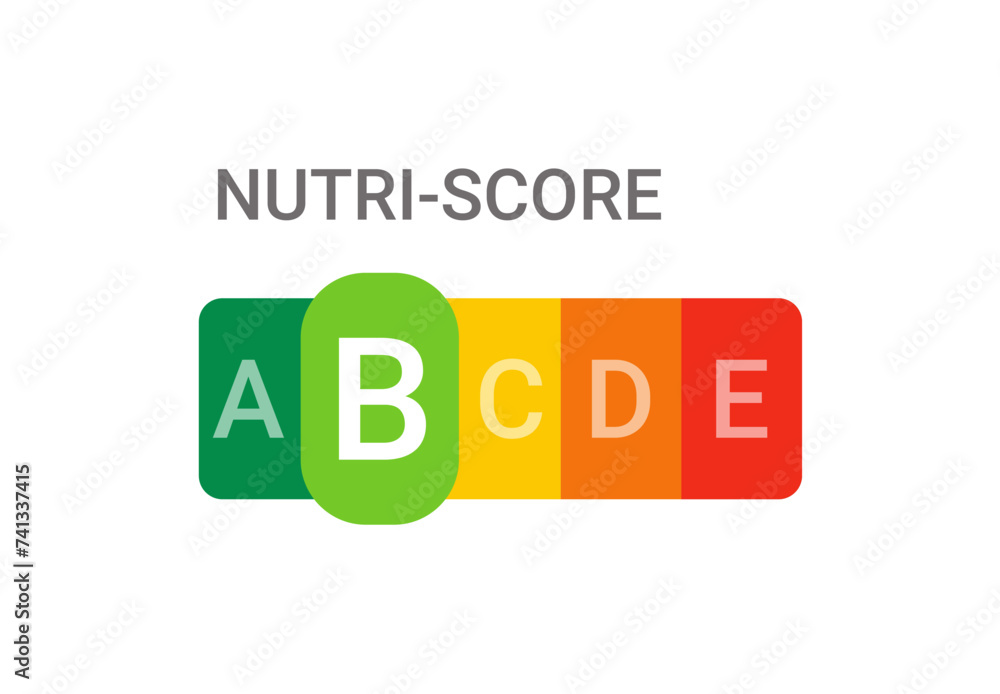 nutri-score B - food nutrition label, symbol of healthy eating
