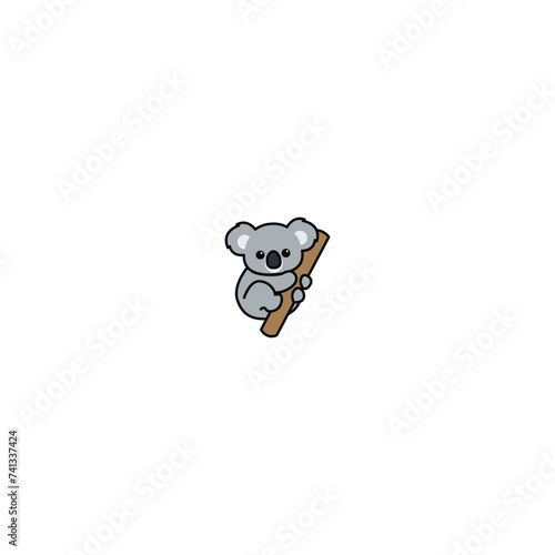 Cute koala climbing a tree cartoon, vector illustration photo