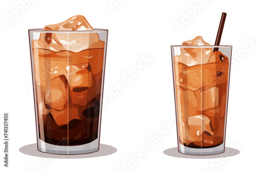 Iced coffee isolated vector style with transparent background illustration