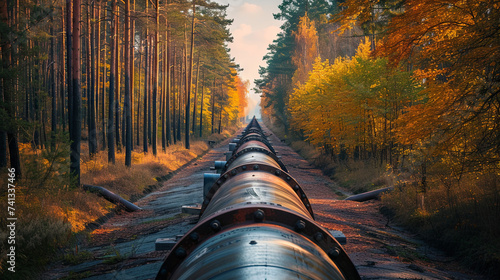 Gas pipeline in the forest  photo