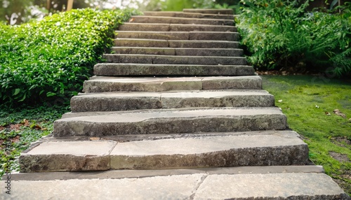 Close-up of stone steps in the park