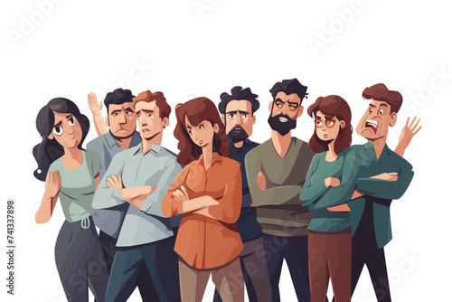 inclusive group of angry people isolated vector style with transparent background illustration