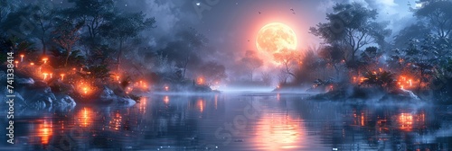 A Moonlit Enchanted Forest With A Hidden, Background Image, Background For Banner, HD