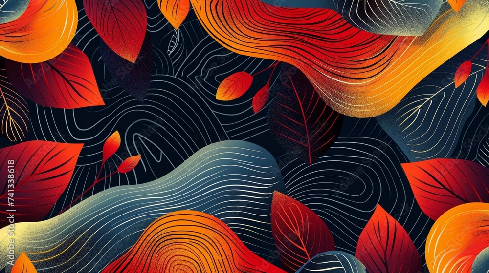Fototapeta premium Autumn leaves seamless pattern Ai Generative