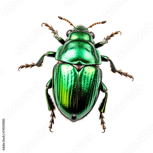 Green beetle isolated on transparent background. 
