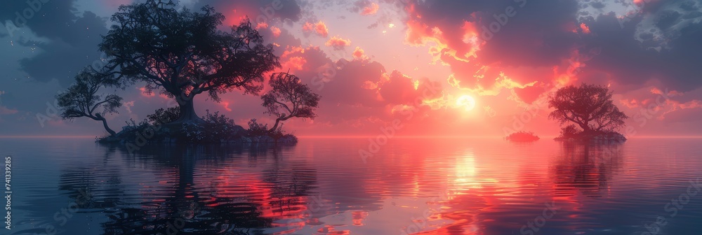 A Surreal Dreamscape With Floating Islands, Background Image, Background For Banner, HD