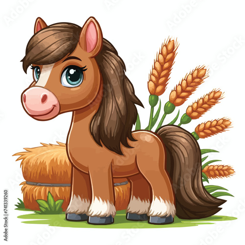 cute horse cartoon vector on white background


