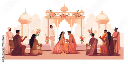 Indian wedding vector flat minimalistic isolated illustration