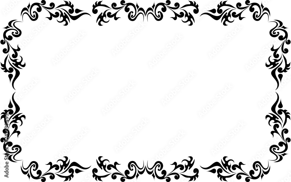 Black and white frame with ornament Black and white frame with ornament