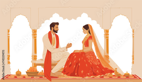 Indian wedding vector flat minimalistic isolated illustration