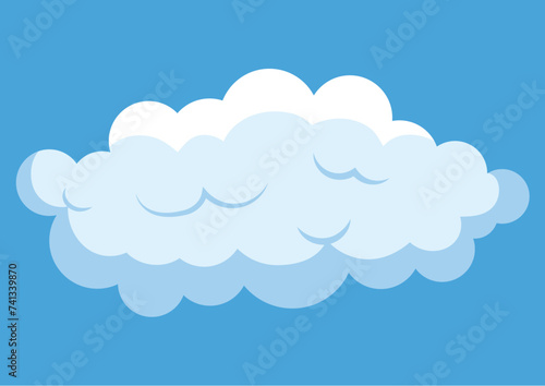 White cloud of colorful set. This illustration masterfully combines intricate details and whimsical design to portray a cheerful cloud floating in a clear blue sky. Vector illustration.
