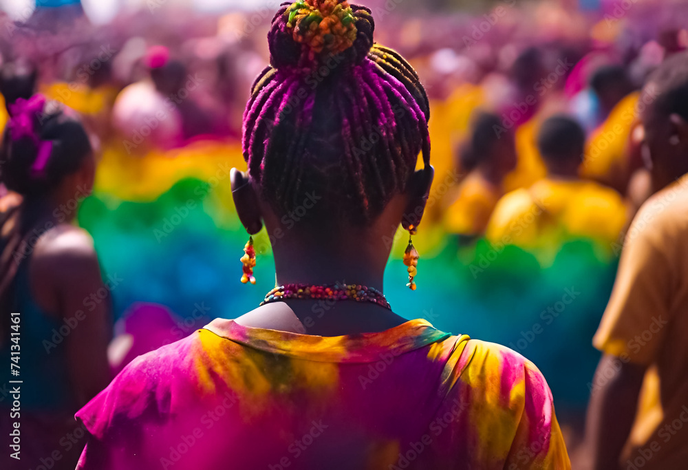 AI Generative illustration of a traditional Holi Festival of Colour scene AI Generative illustration of a traditional Holi Festival of Colour scene