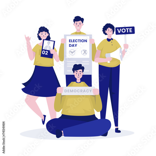 Candidate campaign team for election day illustration