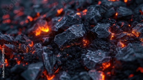 Glowing Hot Coals with Intense Heat in a Dark Background