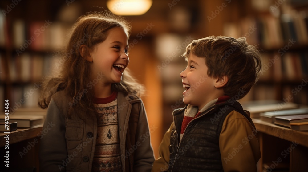 Sibling Laughter in the Warmth of Library Books Sibling Laughter in the Warmth of Library Books