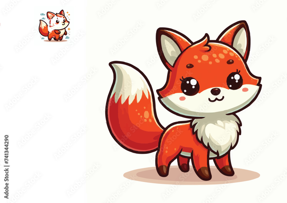 Obraz premium cute fox cartoon vector on white background 