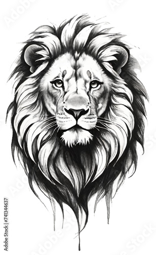 Portrait of a lion. Head sketch. Generative Ai