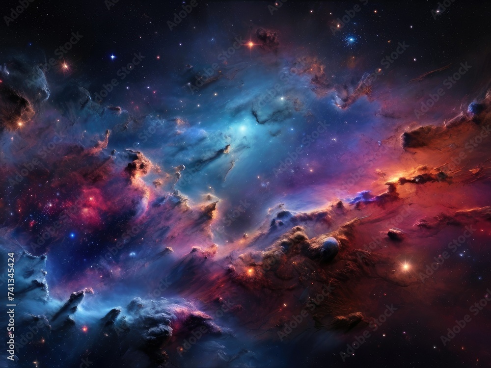 Fototapeta premium Supernova Symphony: Abstract Galaxy Resonates with Colors in the Wake of a Cosmic Explosion