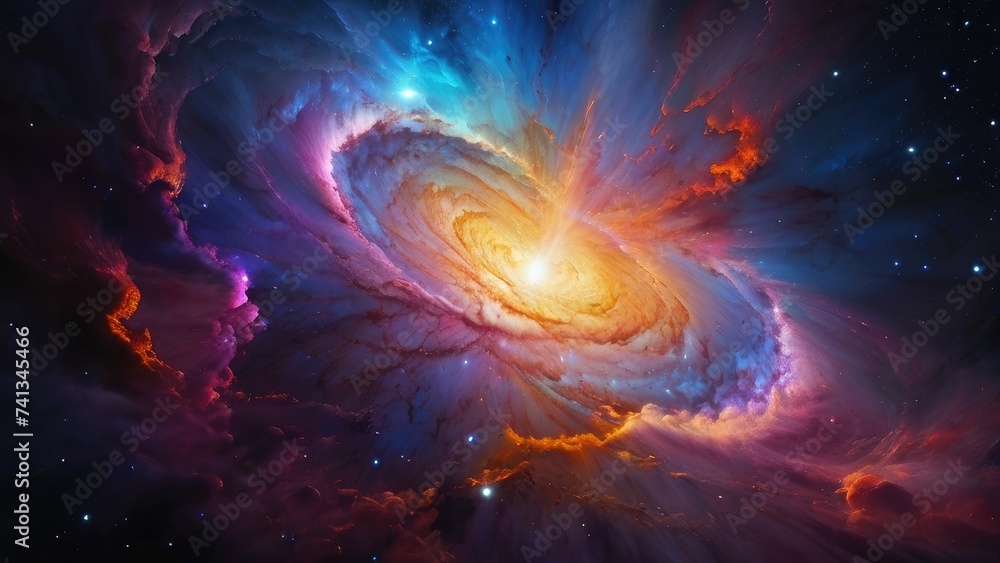 Galactic Kaleidoscope: Radiant Supernova Explosion Paints the Cosmos with Swirling Nebulae and Shimmering Stars
