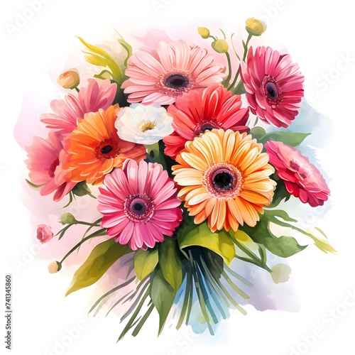 Vibrant Bouquet of Gerbera Daisies Celebrating Mothers Day With Fresh Springtime Colors