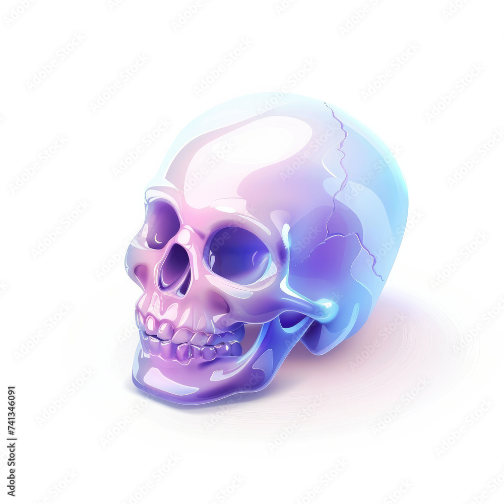 isometric 3D icon, skull , white background isometric 3D icon, skull , white background