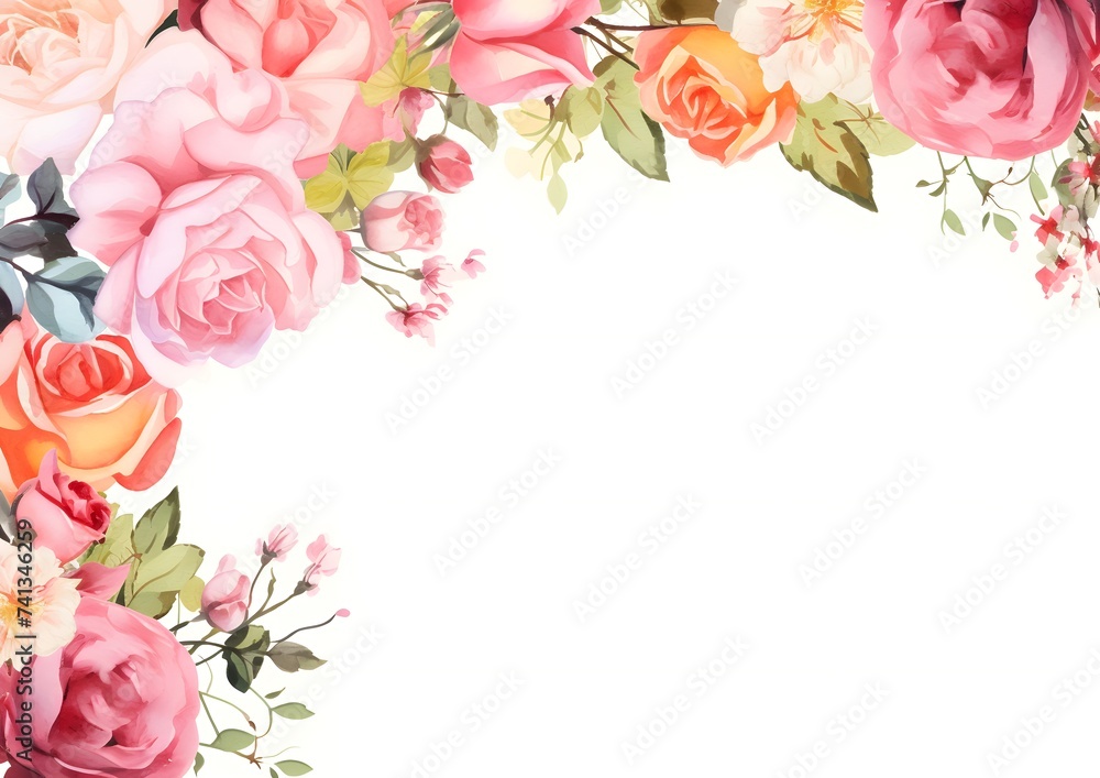 Elegant Floral Art Design for Wedding and Birthday Invitations With Pastel Blossoms