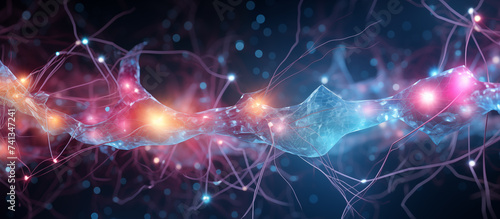 Background of the human nervous system with bright neural connections 