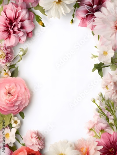 Group of Flowers on Pink Background