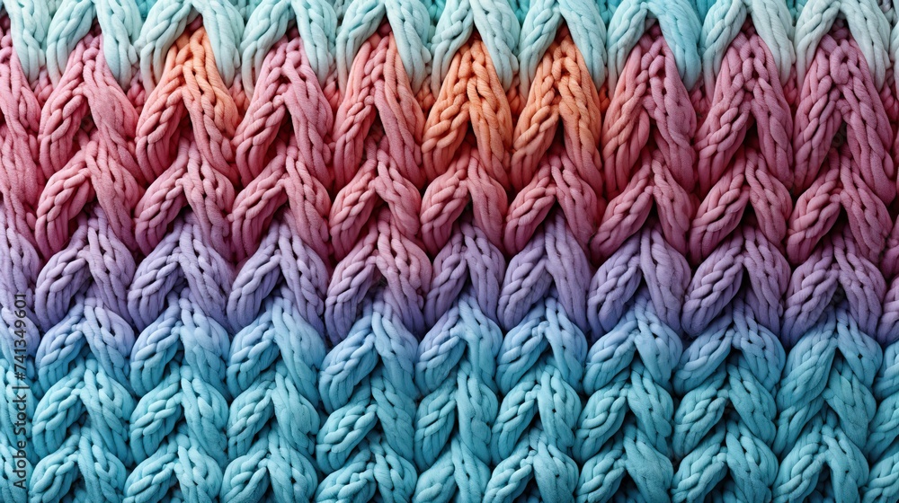 Rainbow Knitted Stitches: Pastel Yarn Texture Background