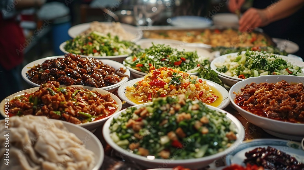 Fototapeta premium Uyghur cuisine offered at Laghman eatery.