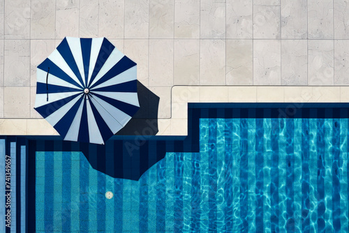Wallpaper Mural Poolside relaxation with striped umbrella and cool water Generative AI image Torontodigital.ca